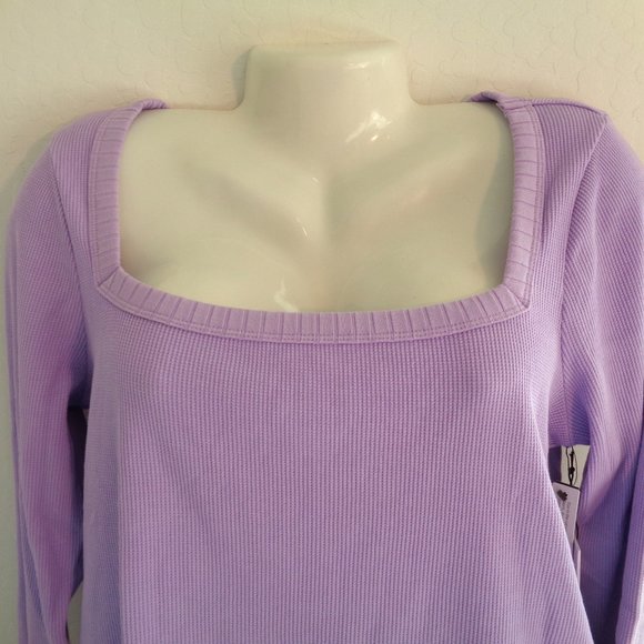 BP x Claudia Sulewski Nordstrom Square Neck Waffle Thermal Top Purple Size 1X - Picture 6 of 6